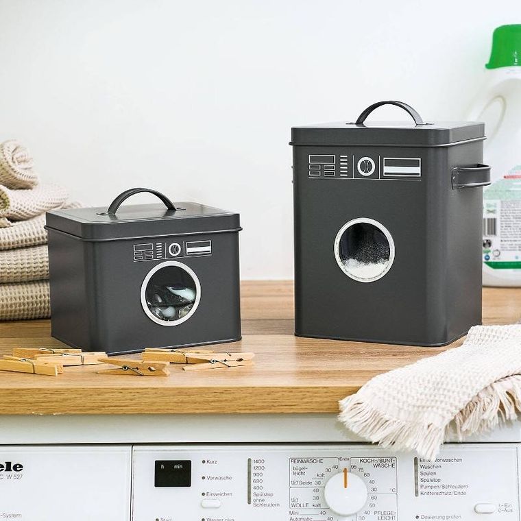 Zeller, puszka na proszek do prania z wzorem pralki, 18-15,5-23 cm