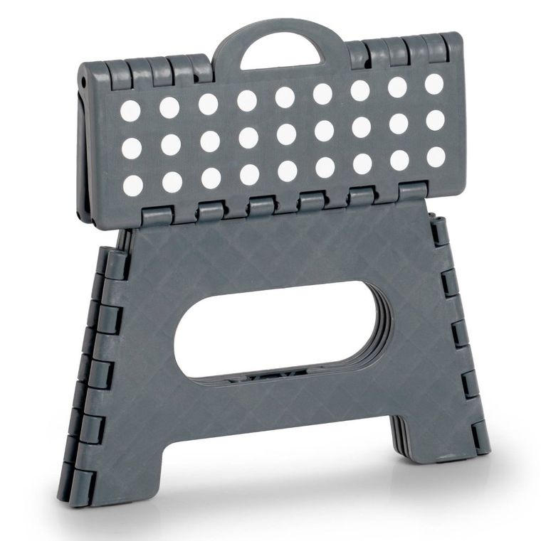 Zeller, składany stołek antypoślizgowy, 35-28-22 cm, ciemno-szary