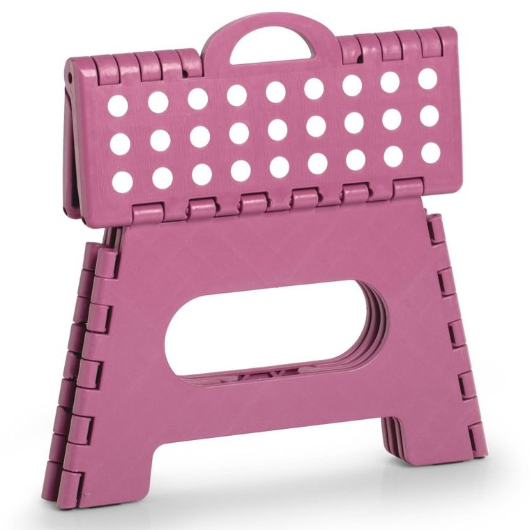 Zeller, składany stołek antypoślizgowy, 35-28-22 cm, jagodowy