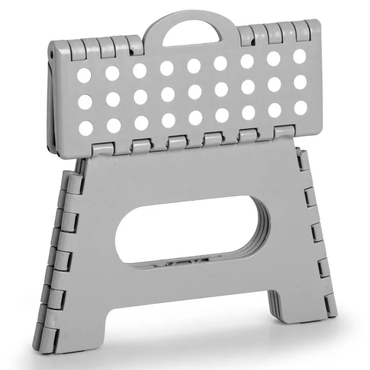 Zeller, składany stołek antypoślizgowy, 35-28-22 cm, jasno-szary