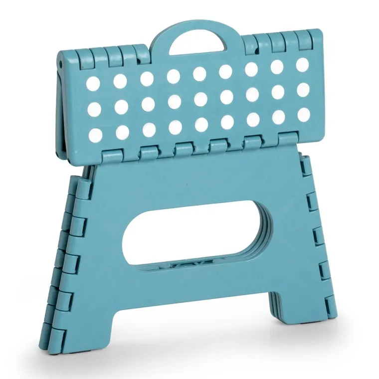 Zeller, składany stołek antypoślizgowy, 35-28-22 cm, morski