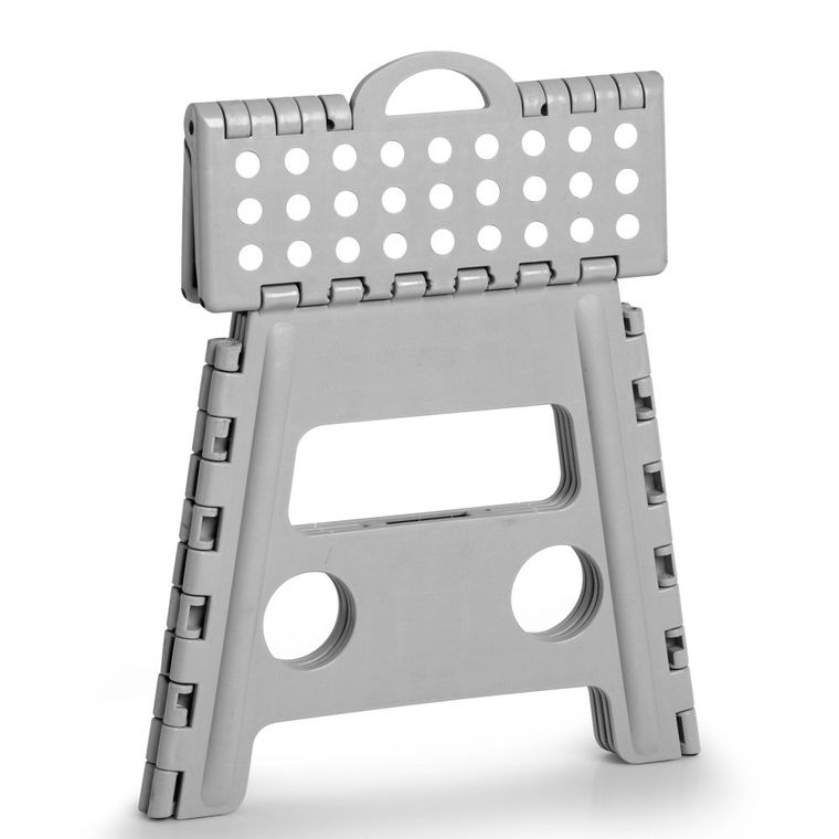 Zeller, składany stołek antypoślizgowy, 37-30-32 cm, jasno-szary