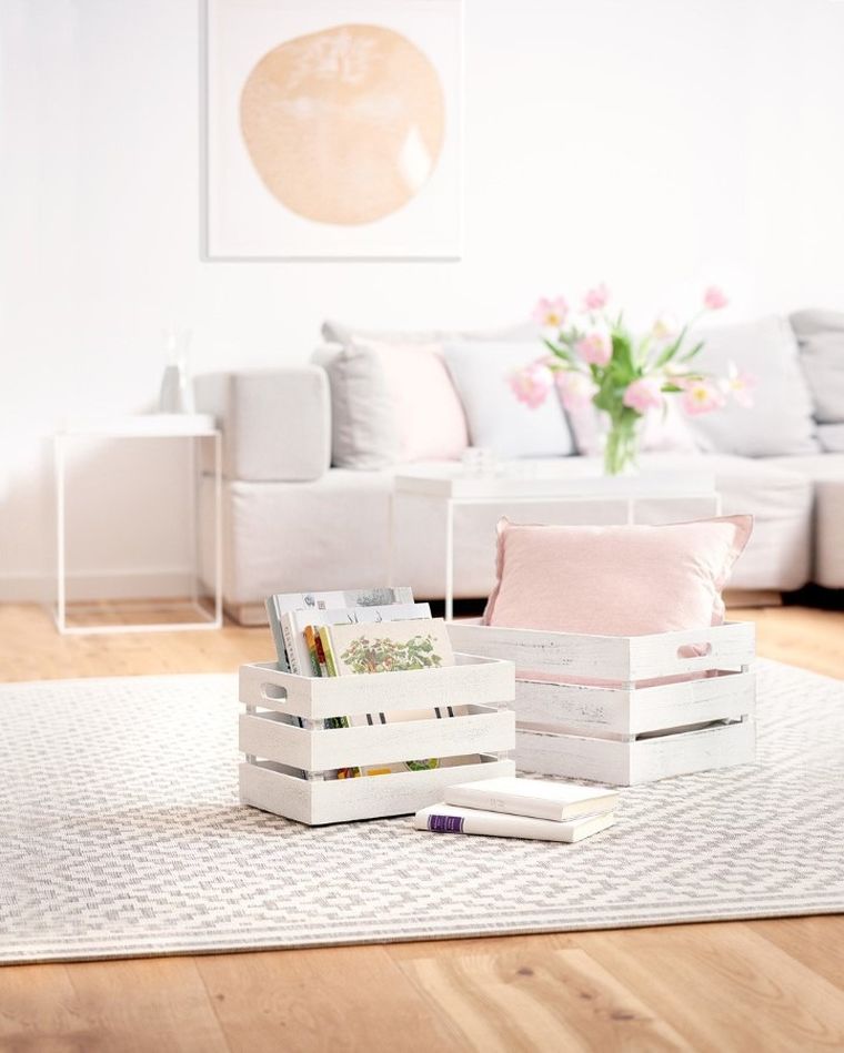 Zeller, skrzynia do przechowywania, Vintage White, drewniana, biała, 39-29-21 cm