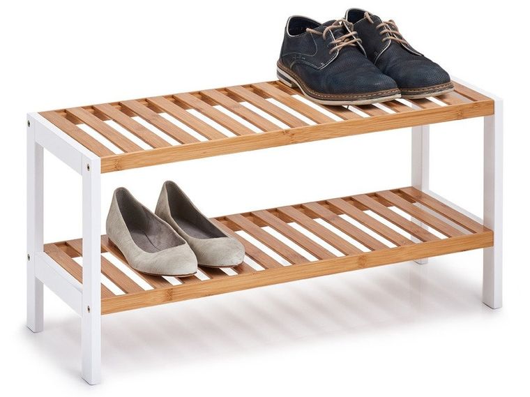 Zeller, stojak na buty, półka z bambusa i metalu