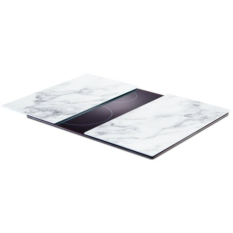 Zeller, szklane płyty ochronne na kuchenkę, Marble White, 2 szt.