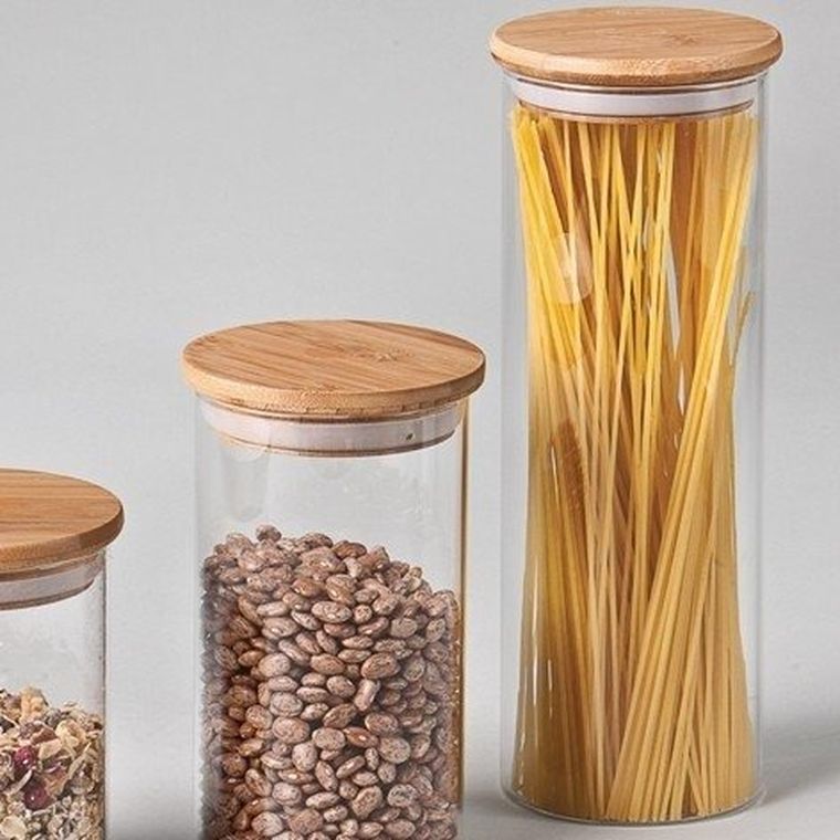 Zeller, szklany pojemnik z bambusową pokrywką, 1600 ml