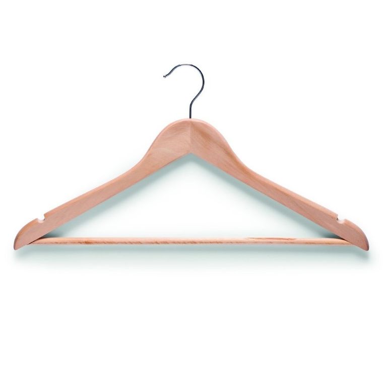 Zeller, wieszaki na płaszcze i ubrania, drewniane, 6 szt., kolor naturalny