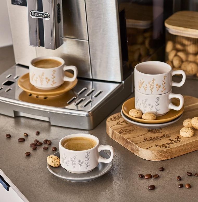 Zeller, zestaw do espresso, Flowers, 4 filiżanki ze spodkami, 70 ml