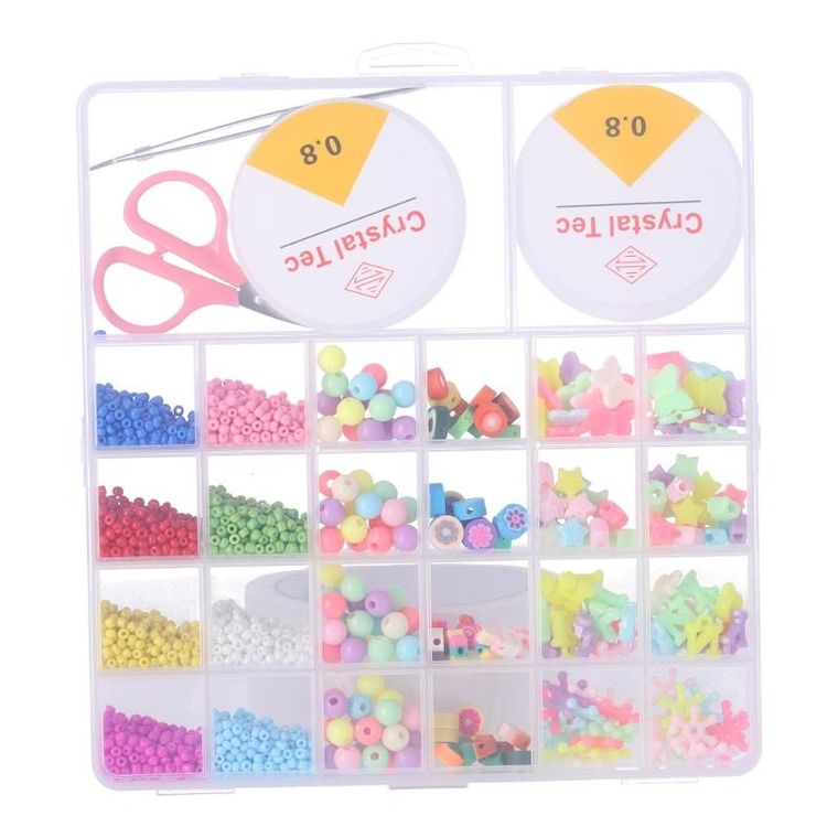 Zestaw do tworzenia bransoletek z koralikami, 24 kolory
