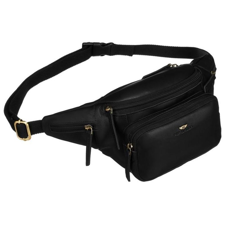 Zestaw, Saszetka na biodro, nerka, Etui na klucze, czarny, skórzany, Peterson