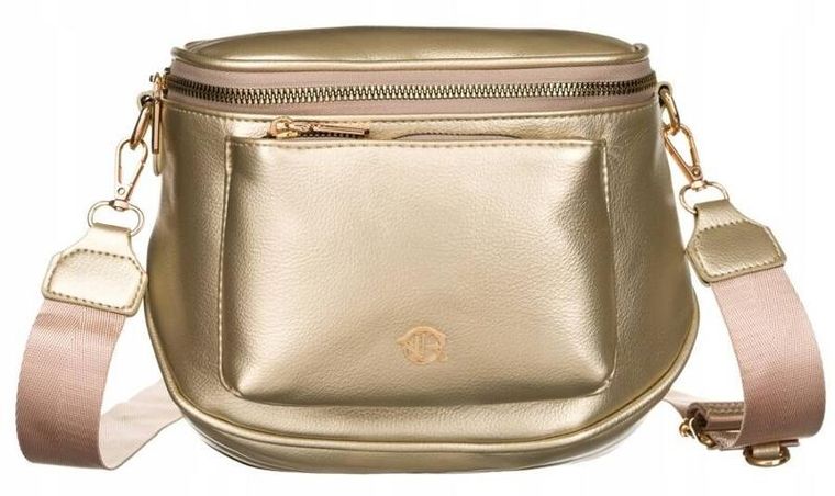 Zestaw: Saszetka na ramię, Portmonetka, złota, skóra ekologiczna, Rovicky