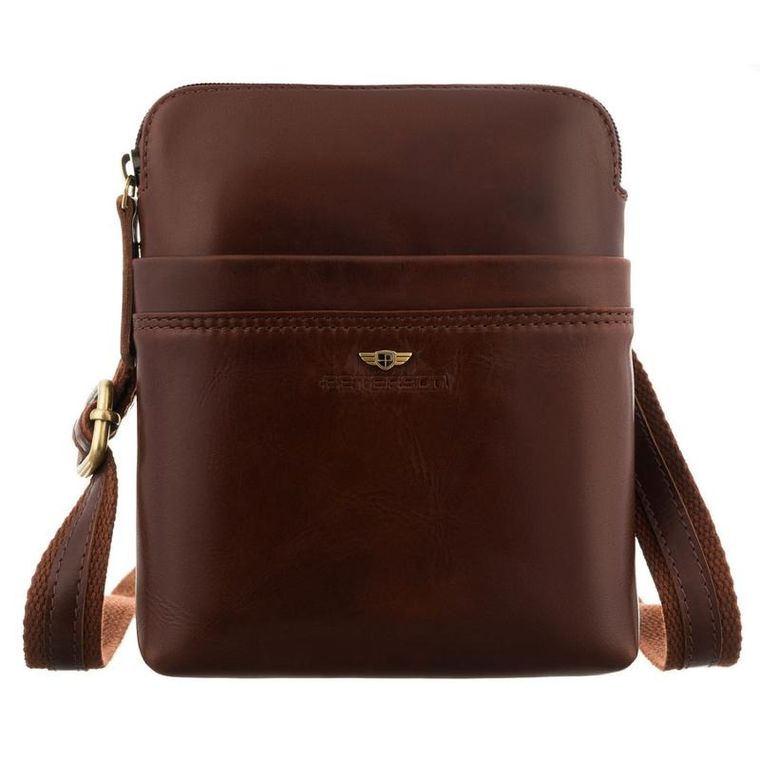 Zestaw, Torba listonoszka, Etui na klucze, brązowy, skórzany, Peterson