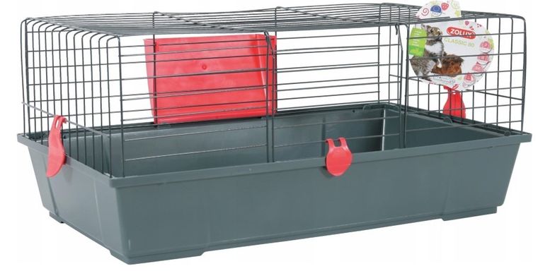 Zolux, Classic, klatka, 80 cm, szara, czerwona