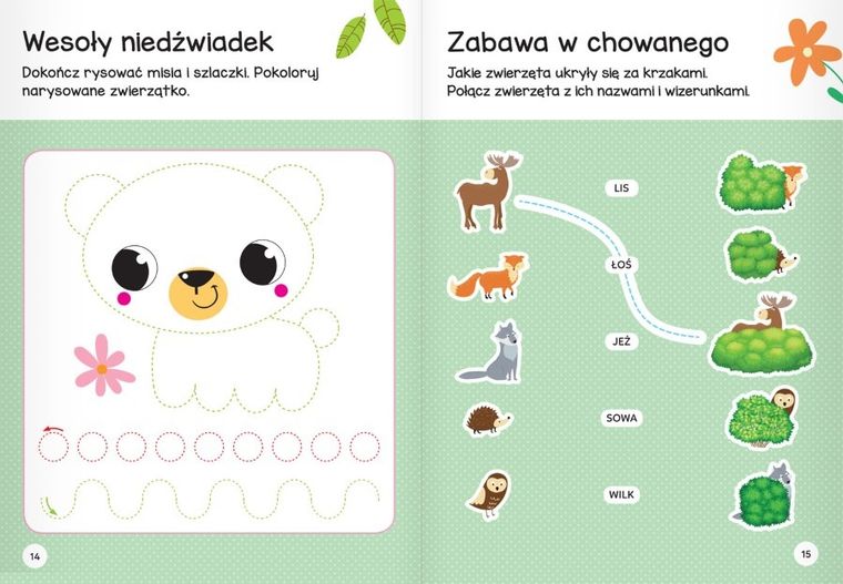 Zwierzęta w lesie. Łamigłówki przedszkolaka