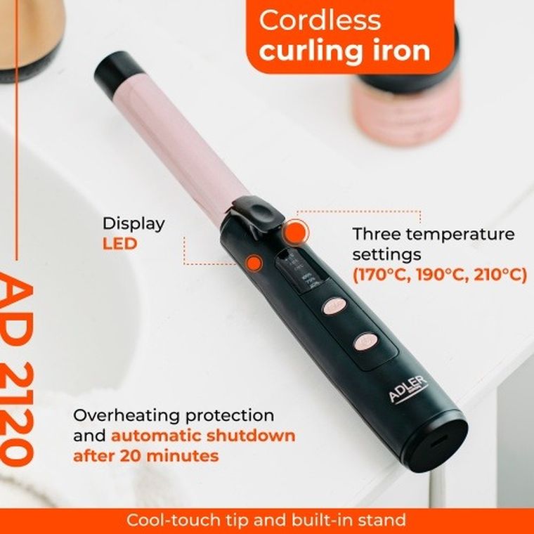 Adler, bezprzewodowa lokówka podróżna, USB