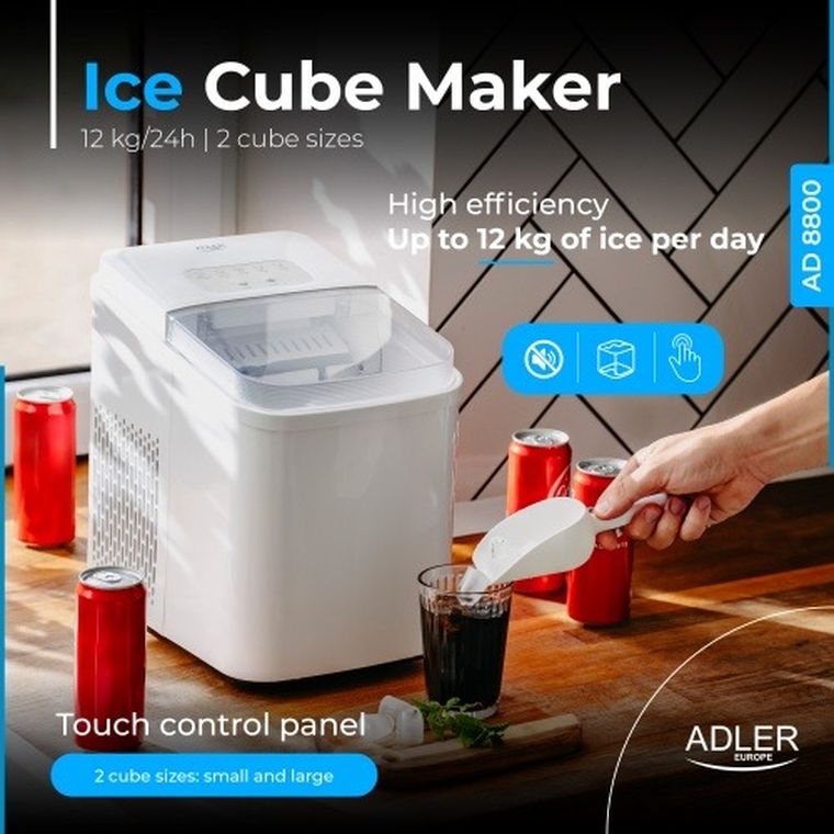 Adler, kostkarka do lodu, z panelem dotykowym