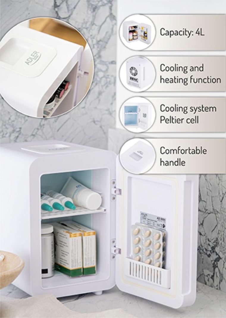 Adler, mini lodówka, z lustrem, 4l