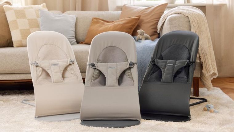 BabyBjörn, Balance Soft Woven/Jersey, leżaczek bujaczek, piaskowoszary