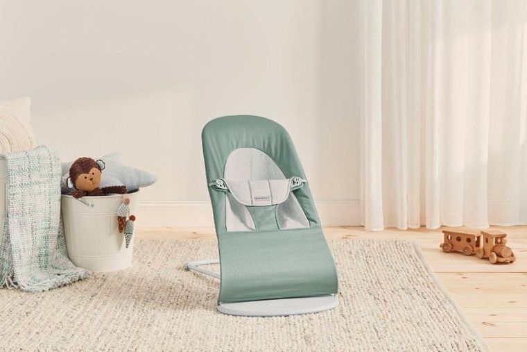 BabyBjörn, Balance Soft Woven/Jersey, leżaczek, jasnoszałwiowy-szary