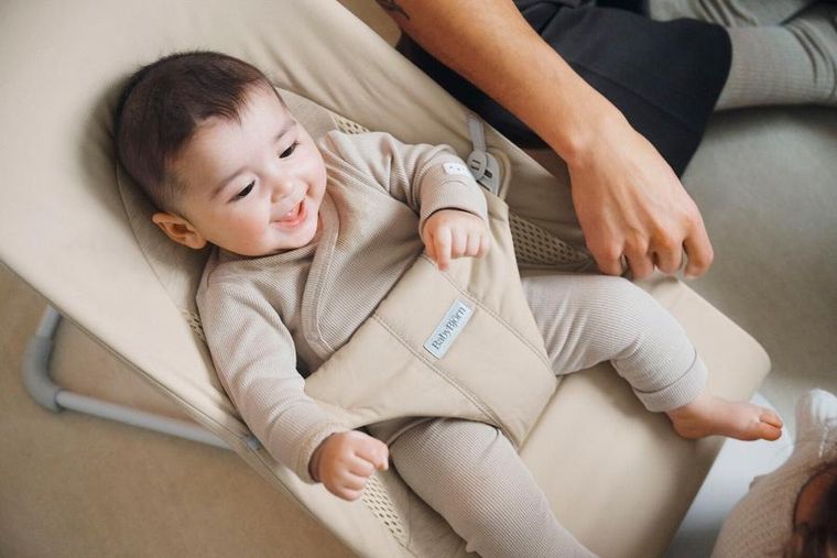 BabyBjörn, Balance Soft Woven/Jersey, leżaczek, Tri Fabric, jasny beż