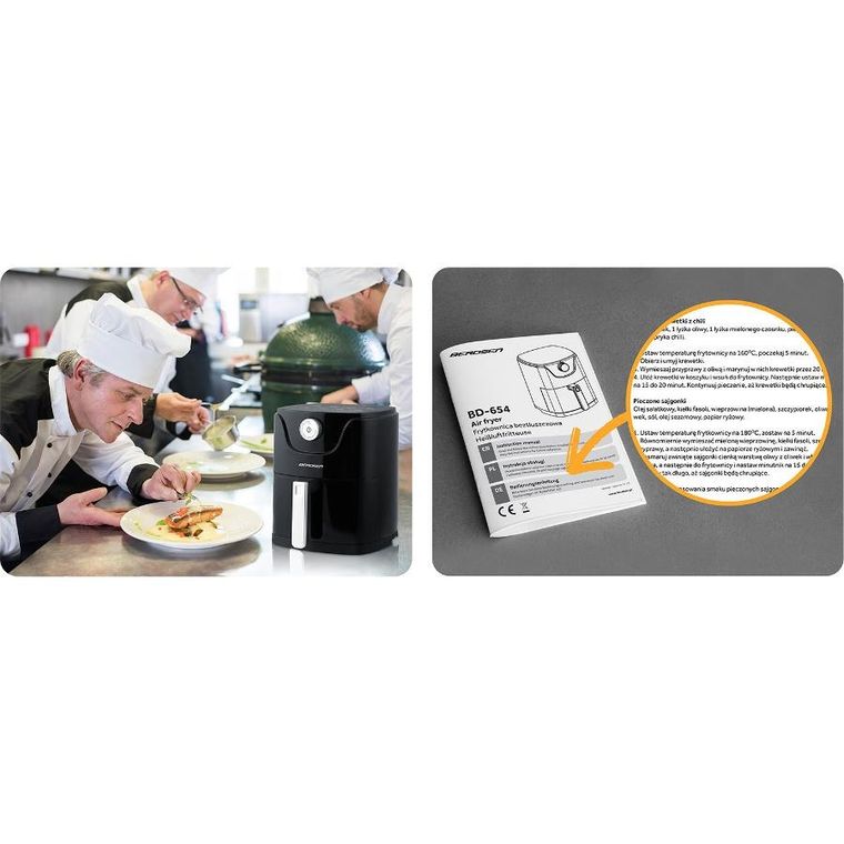 Berdsen, frytkownica beztłuszczowa, air fryer, czarny, 2,5l, BD-654