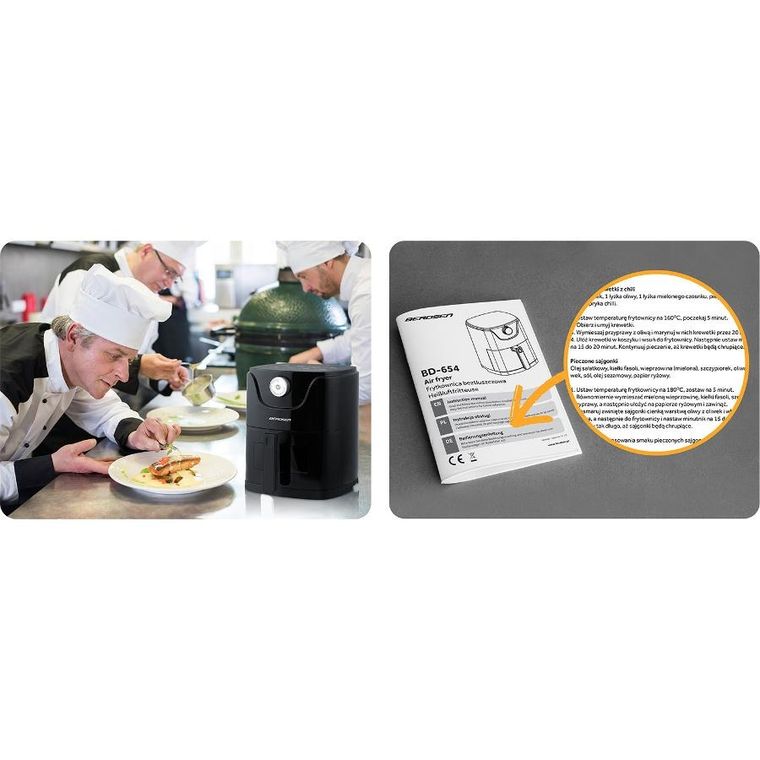 Berdsen, frytkownica beztłuszczowa, air fryer, czarny, 2,5l, BD-654