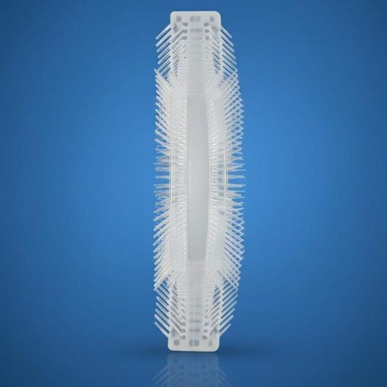 Bocioland, szczoteczka silikonowa w kształcie litery U do zębów, różowa