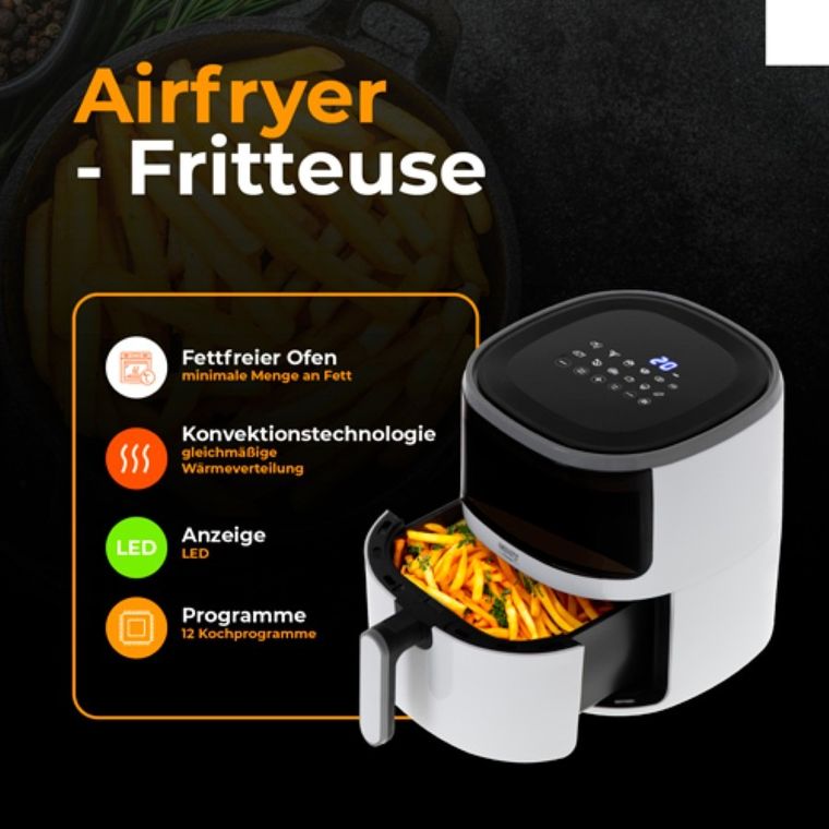 Camry, frytkownica beztłuszczowa, air fryer, 12 programów, 5l