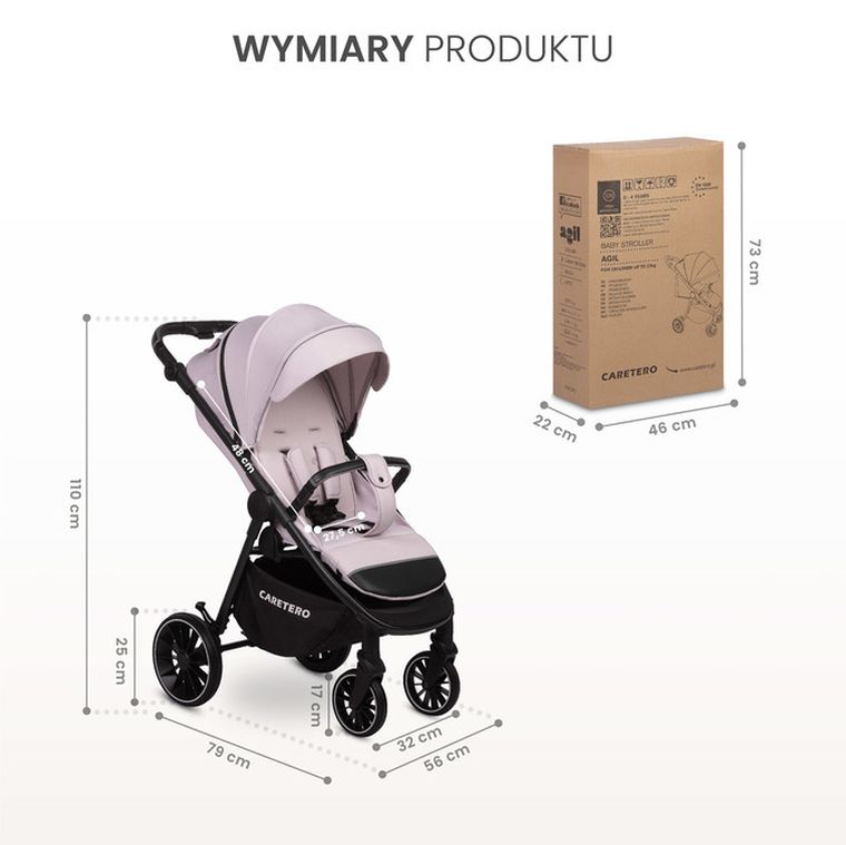Caretero, Agil, wózek spacerowy, latte