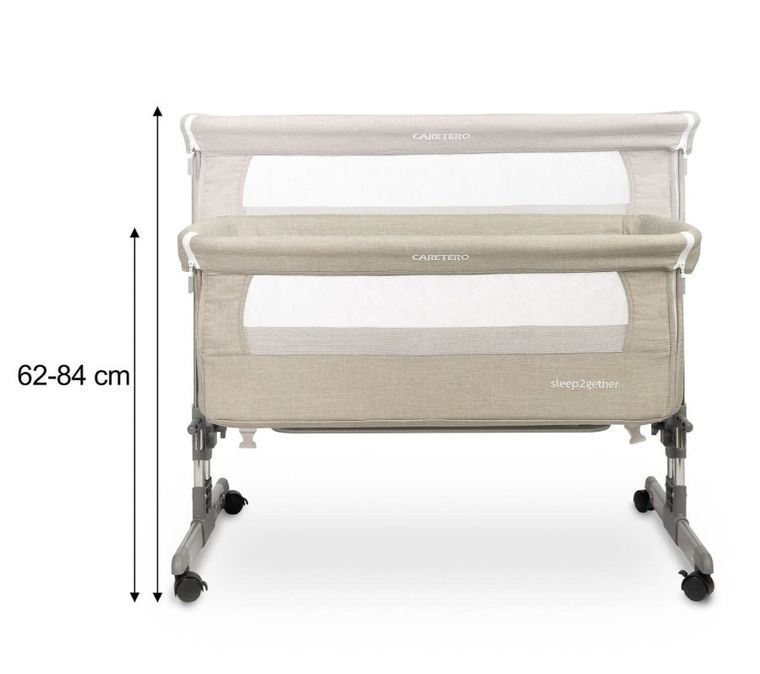 Caretero, Sleep2gether, łóżeczko dostawne, grey