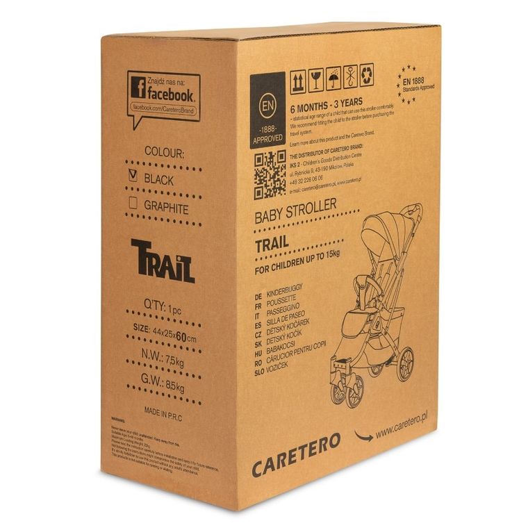 Caretero, Trail, wózek spacerowy, Graphite