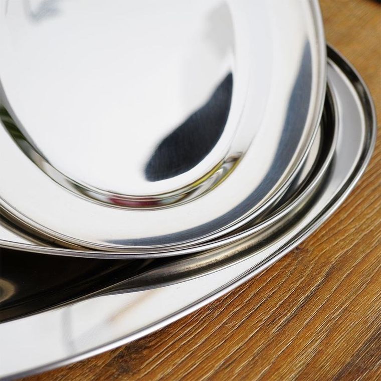 Excellent Houseware, taca do serwowania, stalowa owalna srebrna, 3 szt.