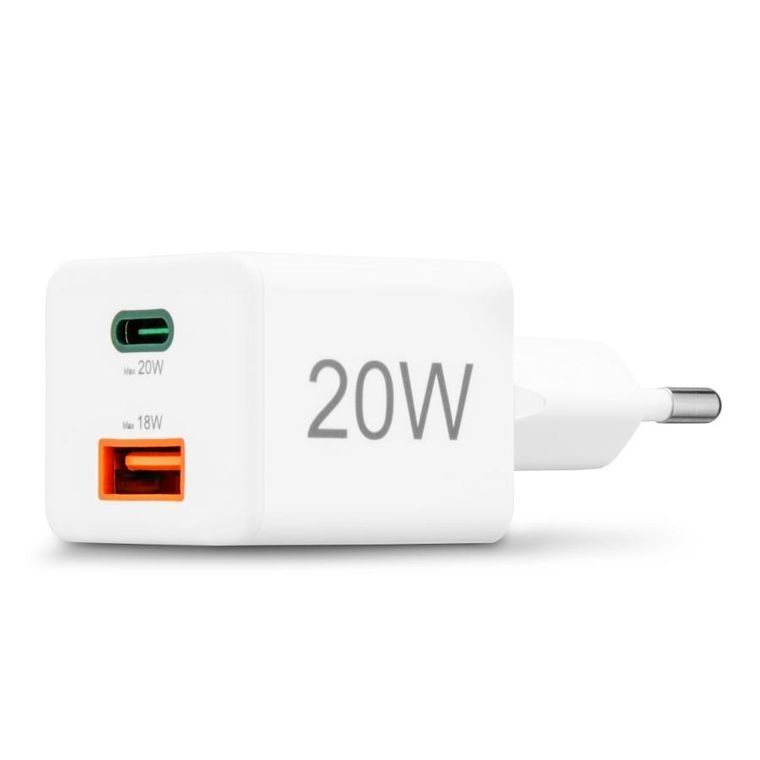 Hama, Power Delivery, ładowarka sieciowa, USB‑C, USB‑A, 20W, biała