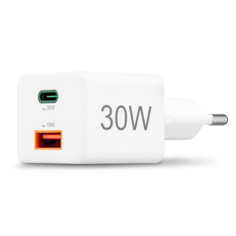 Hama, Power Delivery, ładowarka sieciowa, USB‑C, USB‑A, 30W, biała