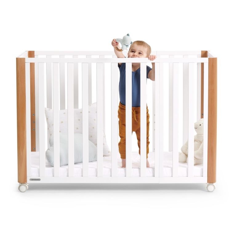 Kinderkraft, Koya, łóżeczko niemowlęce z funkcją kojca + materac, White