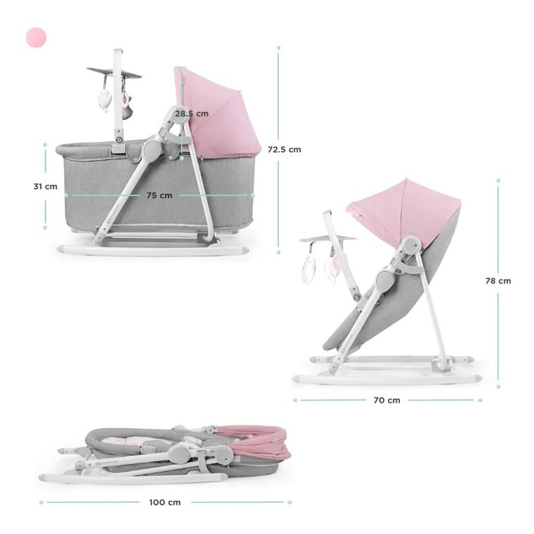 Kinderkraft, Nola, leżaczek, bujaczek, krzesełko 5w1, Peony Rose