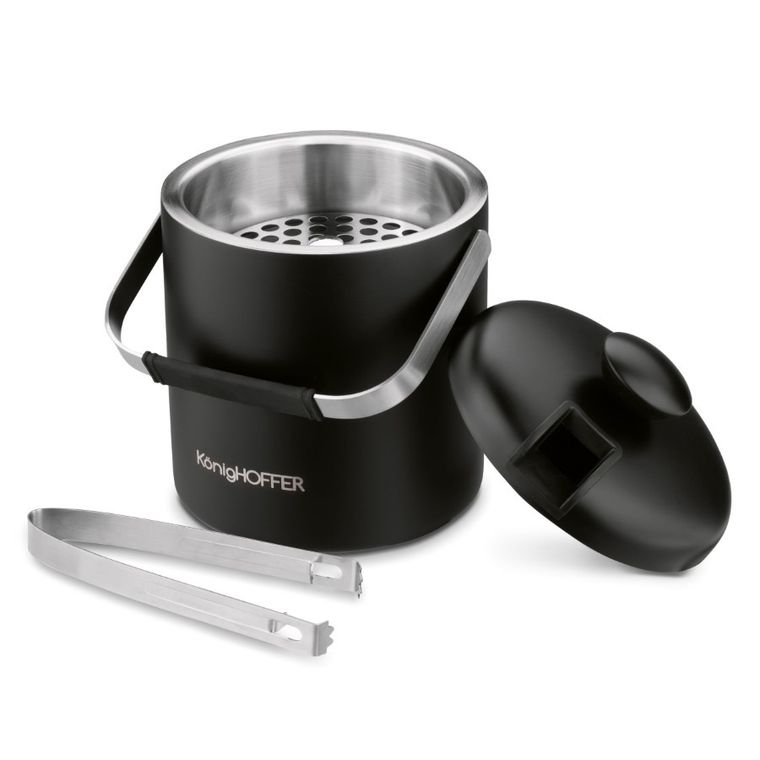 Könighoffer, Lugo, wiaderko do lodu ze szczypcami, czarny mat, 1,3l