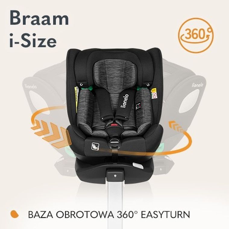 Lionelo, Braam, fotelik samochodowy, Black Carbon, 0-36 kg