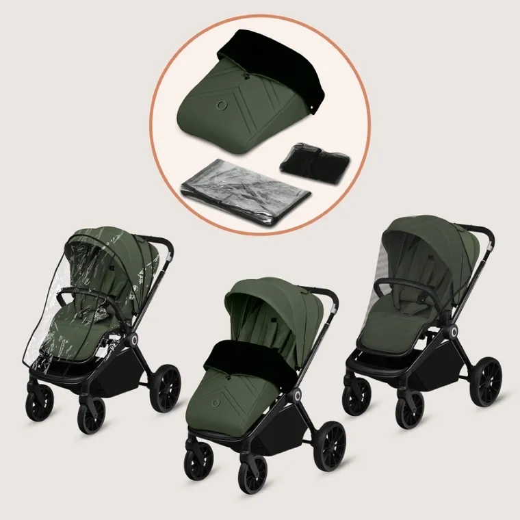 Lionelo, Mika Plus, wózek wielofunkcyjny, 3w1, Green Olive