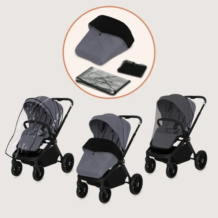 Lionelo, Mika Plus, wózek wielofunkcyjny, 3w1, Grey Stone