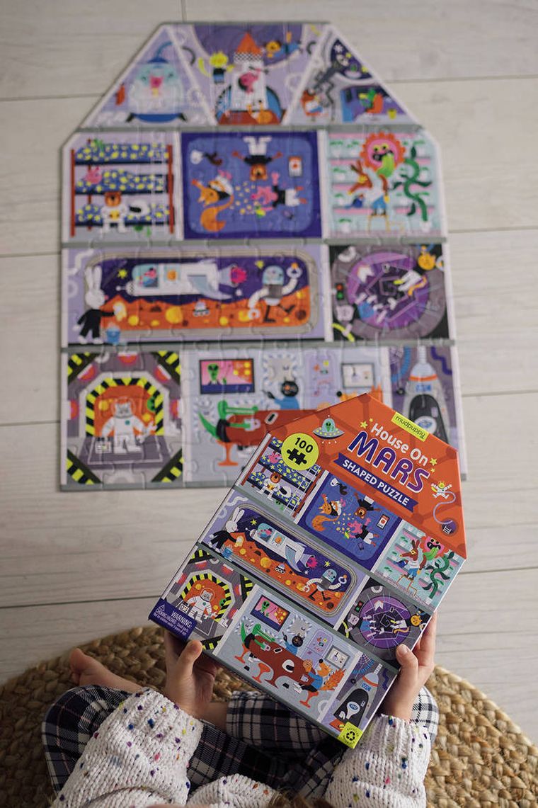 Mudpuppy, Dom na Marsie, puzzle konturowe, 100 elementów