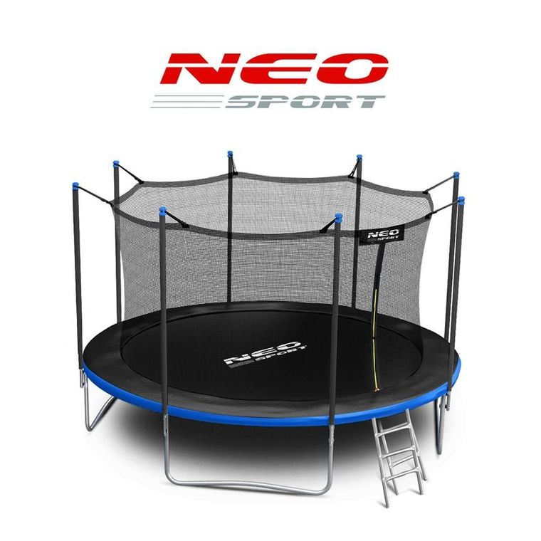 Neo-Sport, trampolina ogrodowa z siatką wewnętrzną i drabinką, 465 cm