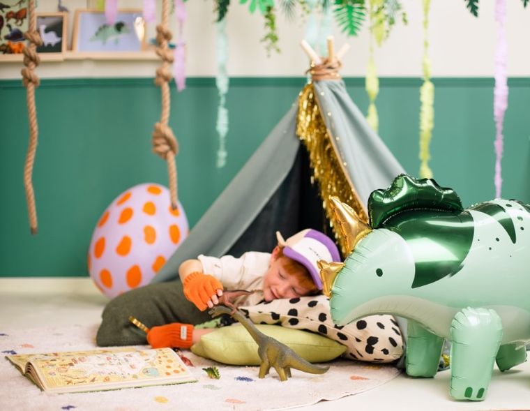 PartyDeco, balon foliowy, Triceratops zielony 101-60,5 cm