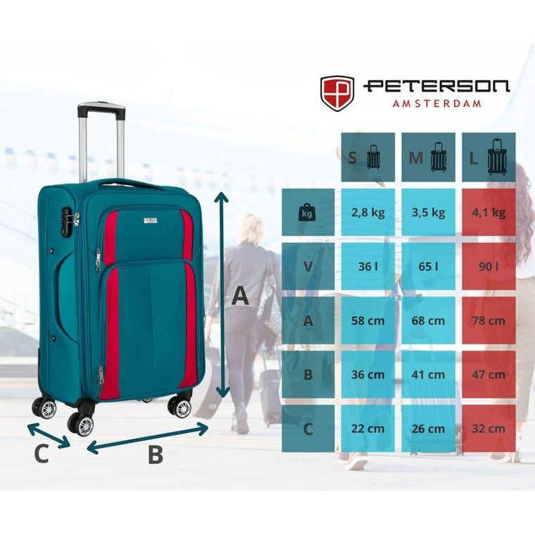 Peterson, walizka, duża, turkusowo-różowa, 78 cm