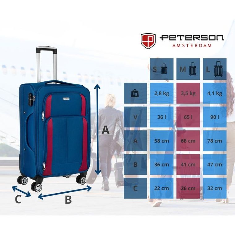Peterson, walizka, średnia, granatowo-czerwona, 68 cm
