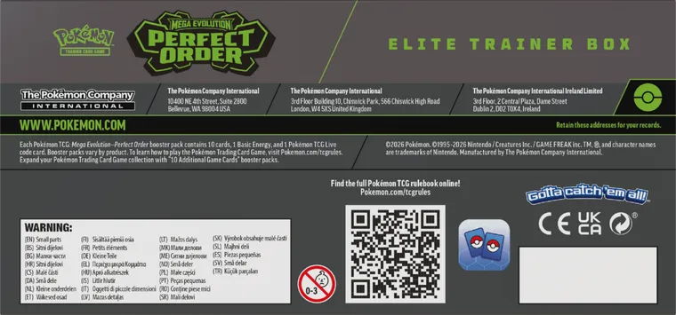 Pokemon TCG: Mega Evolution, Perfect Order, Elite Trainer Box, gra karciana