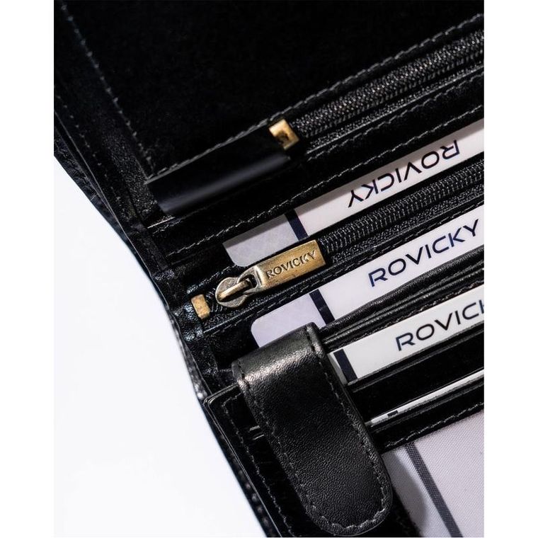 Portfel, czarny, skórzany, RFID, Rovicky