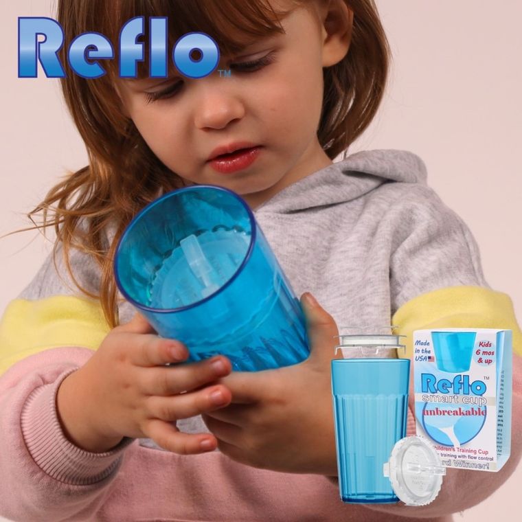 Reflo, kubek do nauki picia, niebieski, 280 ml