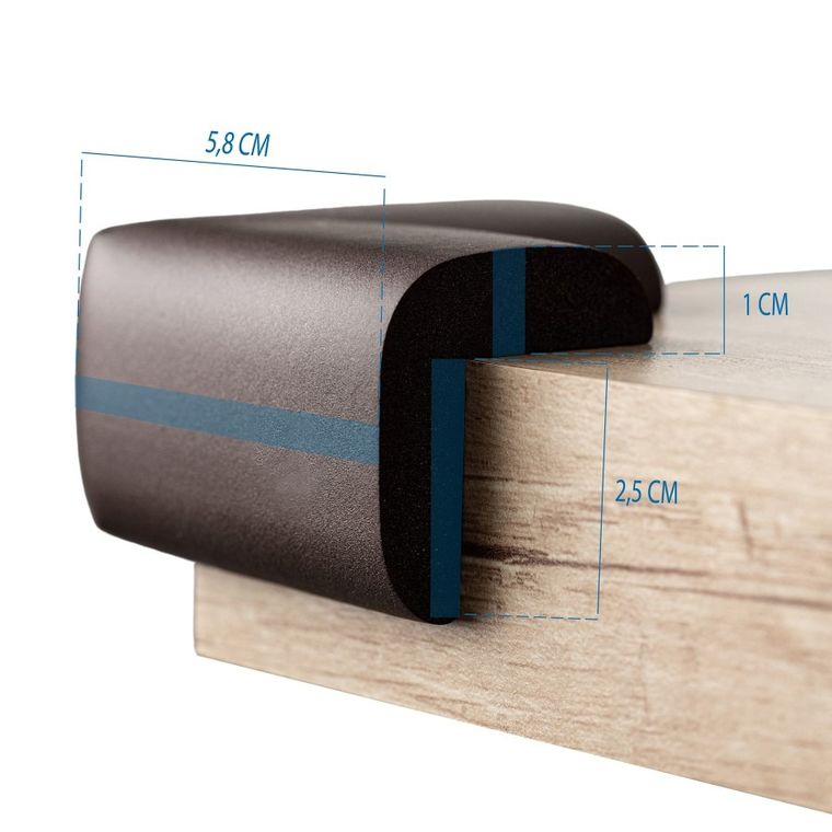 Sipo, zestaw piankowych zabezpieczeń narożników mebli, brązowe, 4 szt.