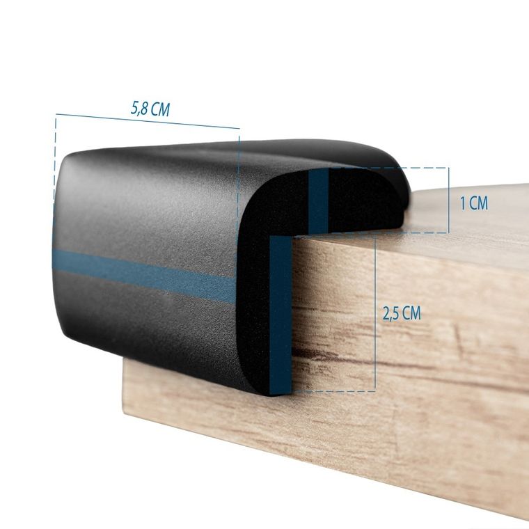 Sipo, zestaw piankowych zabezpieczeń narożników mebli, czarne, 4 szt.